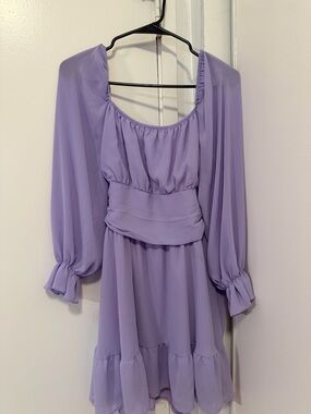 Lavender Long Sleeve Tiered Mini Dress